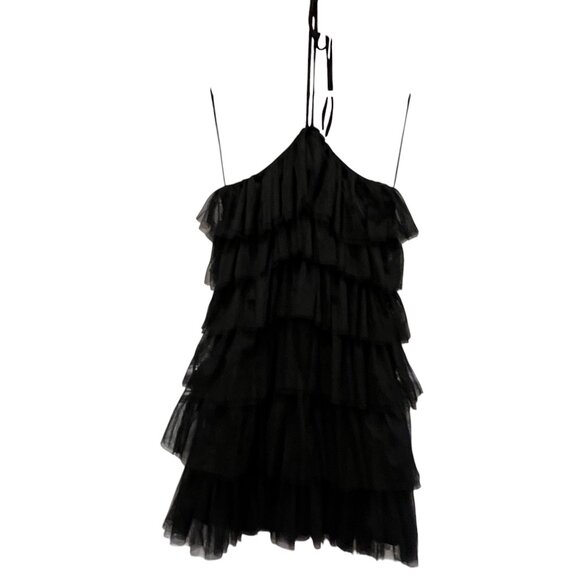 Altar'd State Tiered Tulle Halter Mini Dress, NWT, Black, S - Picture 3 of 9